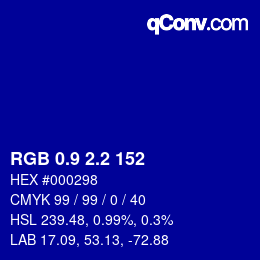 カラーコード: RGB 0.9 2.2 152 | qconv.com