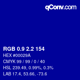 カラーコード: RGB 0.9 2.2 154 | qconv.com