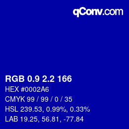 カラーコード: RGB 0.9 2.2 166 | qconv.com