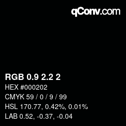 Color code: RGB 0.9 2.2 2 | qconv.com