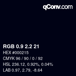 Color code: RGB 0.9 2.2 21 | qconv.com