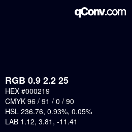 Color code: RGB 0.9 2.2 25 | qconv.com