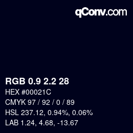 Color code: RGB 0.9 2.2 28 | qconv.com