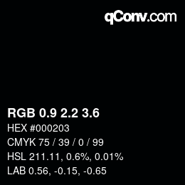 カラーコード: RGB 0.9 2.2 3.6 | qconv.com