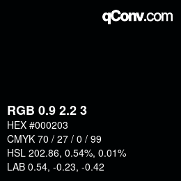 カラーコード: RGB 0.9 2.2 3 | qconv.com
