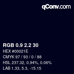 カラーコード: RGB 0.9 2.2 30 | qconv.com