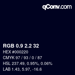 Color code: RGB 0.9 2.2 32 | qconv.com