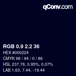 カラーコード: RGB 0.9 2.2 36 | qconv.com