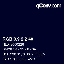 Color code: RGB 0.9 2.2 40 | qconv.com