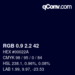 カラーコード: RGB 0.9 2.2 42 | qconv.com