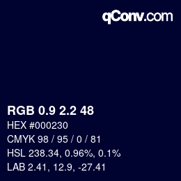 Color code: RGB 0.9 2.2 48 | qconv.com