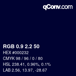 Color code: RGB 0.9 2.2 50 | qconv.com