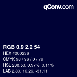Color code: RGB 0.9 2.2 54 | qconv.com