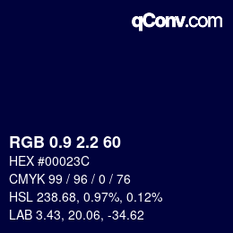 Color code: RGB 0.9 2.2 60 | qconv.com