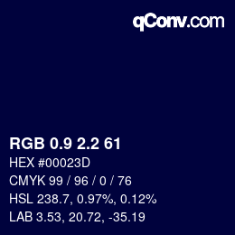 カラーコード: RGB 0.9 2.2 61 | qconv.com
