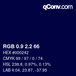 Color code: RGB 0.9 2.2 66 | qconv.com