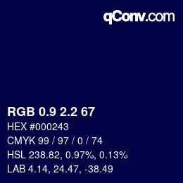 Farbcode: RGB 0.9 2.2 67 | qconv.com