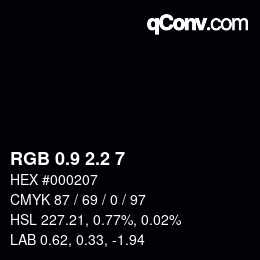 カラーコード: RGB 0.9 2.2 7 | qconv.com