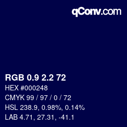 カラーコード: RGB 0.9 2.2 72 | qconv.com