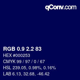 カラーコード: RGB 0.9 2.2 83 | qconv.com