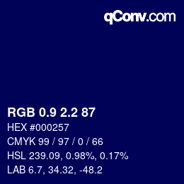 カラーコード: RGB 0.9 2.2 87 | qconv.com