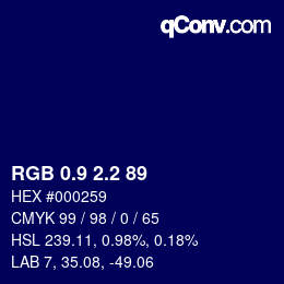 カラーコード: RGB 0.9 2.2 89 | qconv.com