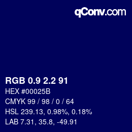 カラーコード: RGB 0.9 2.2 91 | qconv.com
