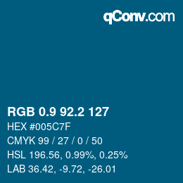 カラーコード: RGB 0.9 92.2 127 | qconv.com