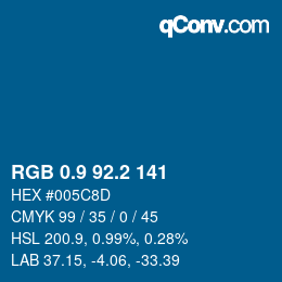 Farbcode: RGB 0.9 92.2 141 | qconv.com