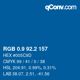 カラーコード: RGB 0.9 92.2 157 | qconv.com