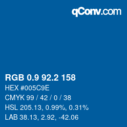 カラーコード: RGB 0.9 92.2 158 | qconv.com