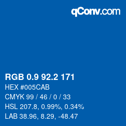 カラーコード: RGB 0.9 92.2 171 | qconv.com