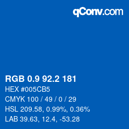 カラーコード: RGB 0.9 92.2 181 | qconv.com
