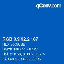 カラーコード: RGB 0.9 92.2 187 | qconv.com