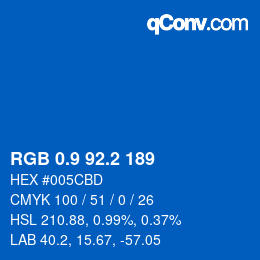 カラーコード: RGB 0.9 92.2 189 | qconv.com