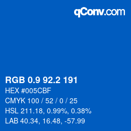 カラーコード: RGB 0.9 92.2 191 | qconv.com