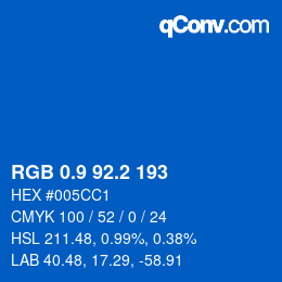 カラーコード: RGB 0.9 92.2 193 | qconv.com