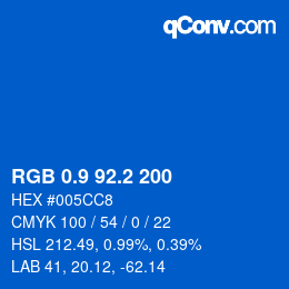 カラーコード: RGB 0.9 92.2 200 | qconv.com