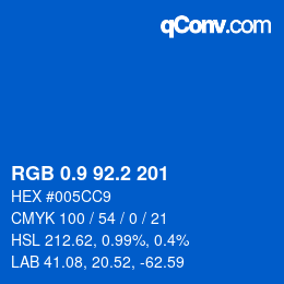 カラーコード: RGB 0.9 92.2 201 | qconv.com