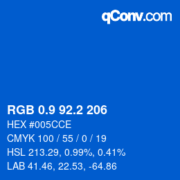 カラーコード: RGB 0.9 92.2 206 | qconv.com