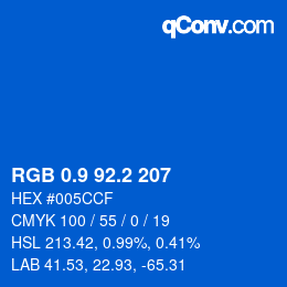 カラーコード: RGB 0.9 92.2 207 | qconv.com