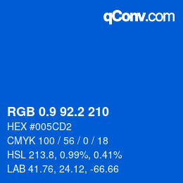 カラーコード: RGB 0.9 92.2 210 | qconv.com