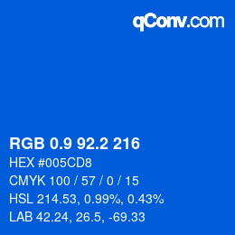カラーコード: RGB 0.9 92.2 216 | qconv.com