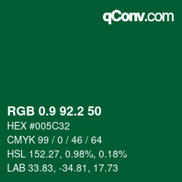 カラーコード: RGB 0.9 92.2 50 | qconv.com