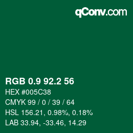 カラーコード: RGB 0.9 92.2 56 | qconv.com