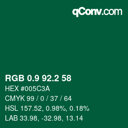カラーコード: RGB 0.9 92.2 58 | qconv.com