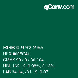 カラーコード: RGB 0.9 92.2 65 | qconv.com