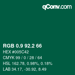 カラーコード: RGB 0.9 92.2 66 | qconv.com