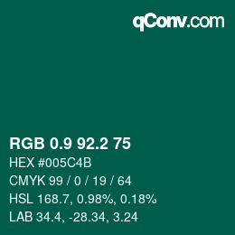 カラーコード: RGB 0.9 92.2 75 | qconv.com
