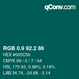 カラーコード: RGB 0.9 92.2 86 | qconv.com